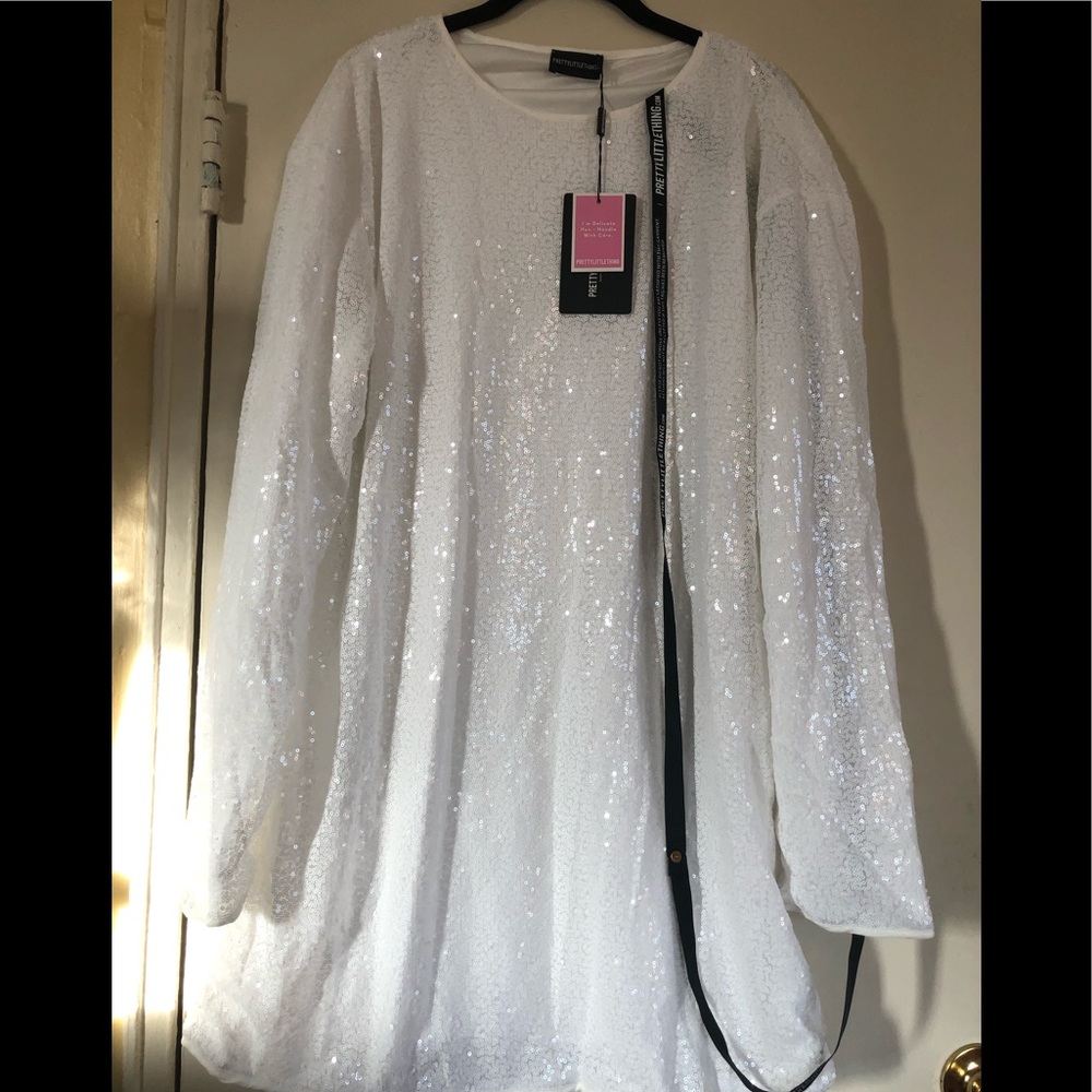 White sequins dress in a size 8